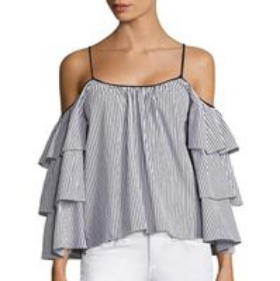 Parker Striped Marielle Cold Shoulder Blouse - Picture 2 of 7